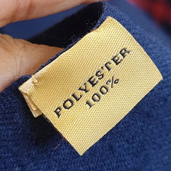 Large Navy and Red Plaid Scarf - Picture 4 of 7